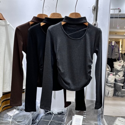 DU71776挂脖设计加绒T恤衫