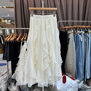 网纱半身裙女超仙 松紧腰宽松显瘦百搭中长款 欧洲站2026年春季 新款