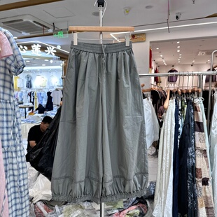 TIDING题町57158正版夏季新款韩版裤脚蕾丝花边轻量花苞休闲裤女