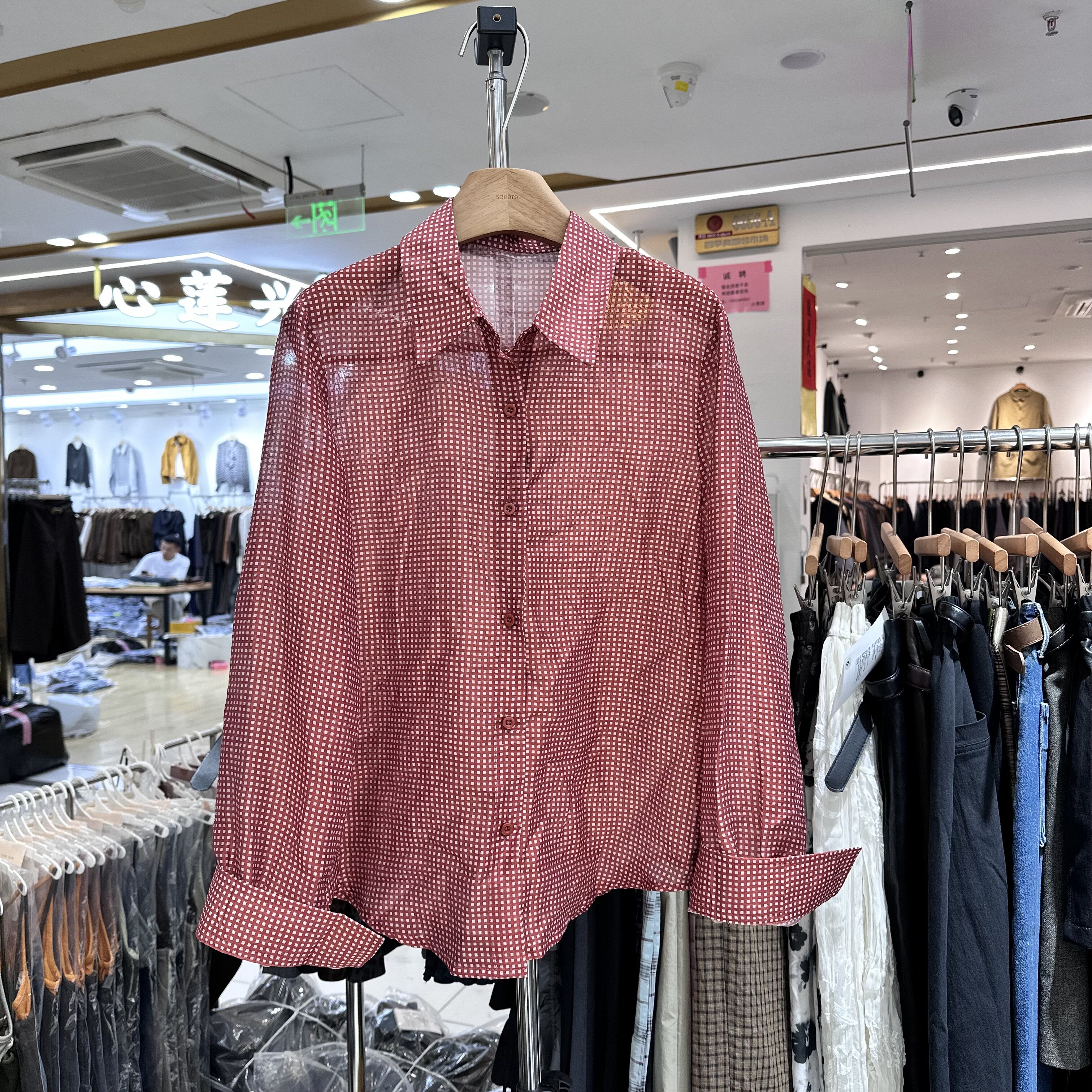 韩系POLO领港风格子衬衣
