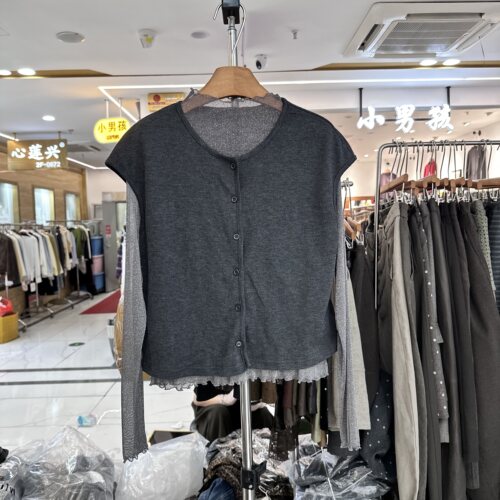 韩系圆领针织马甲女开衫显瘦百搭