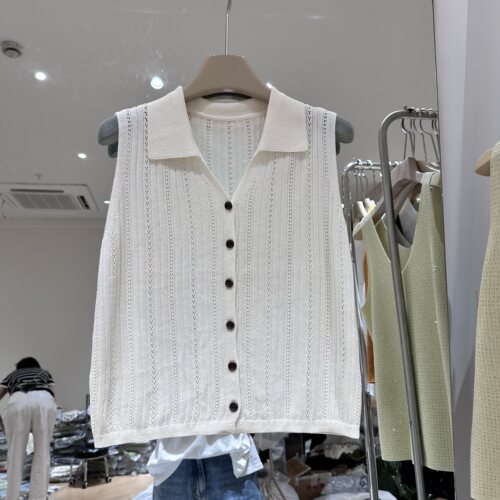 韩系缇花松弛感冰丝针织衫