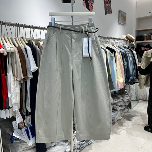 T-PLATEORM3733正版春季新款编织腰带显瘦百搭阔腿休闲裤女气球裤 - 封面