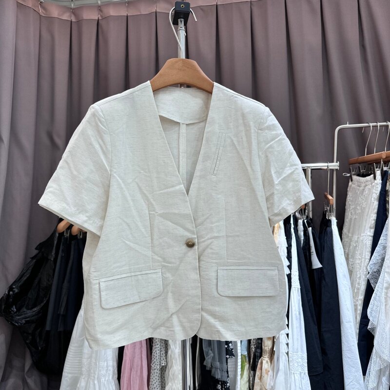 JNYX江南怡秀877正版夏季新款气质松弛感显瘦短袖薄款西装外套女