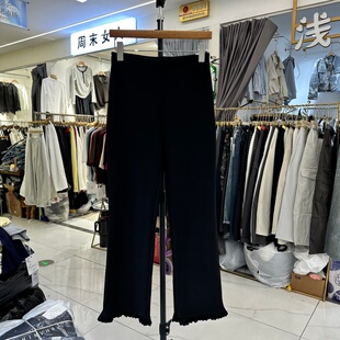 春季 脚木耳边设计九分小黑裤 新款 裤 女 韩版 MDENG197摩登2K182正品