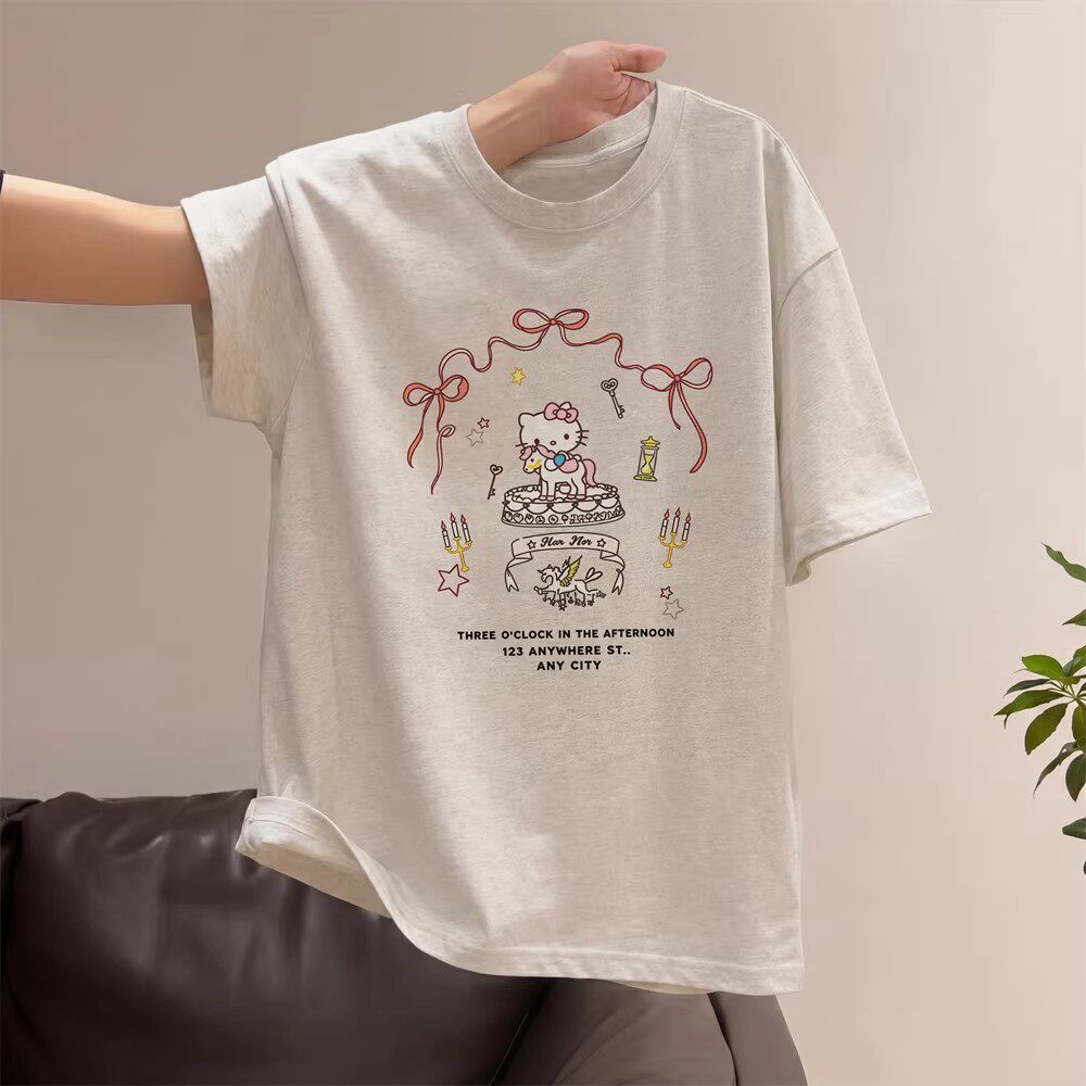 女童t恤2026夏季新款宽松儿童纯棉短袖T恤中大童学生印花卡通上衣