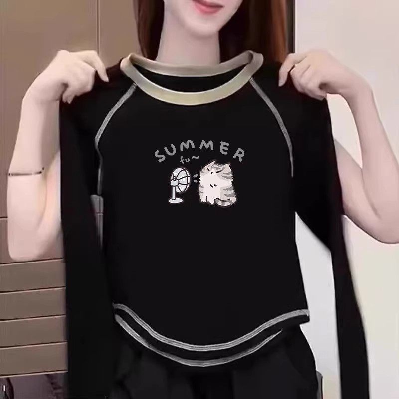 纯棉女童长袖T恤2026春秋新款韩版儿童奥绒打底衫洋气双面绒上衣