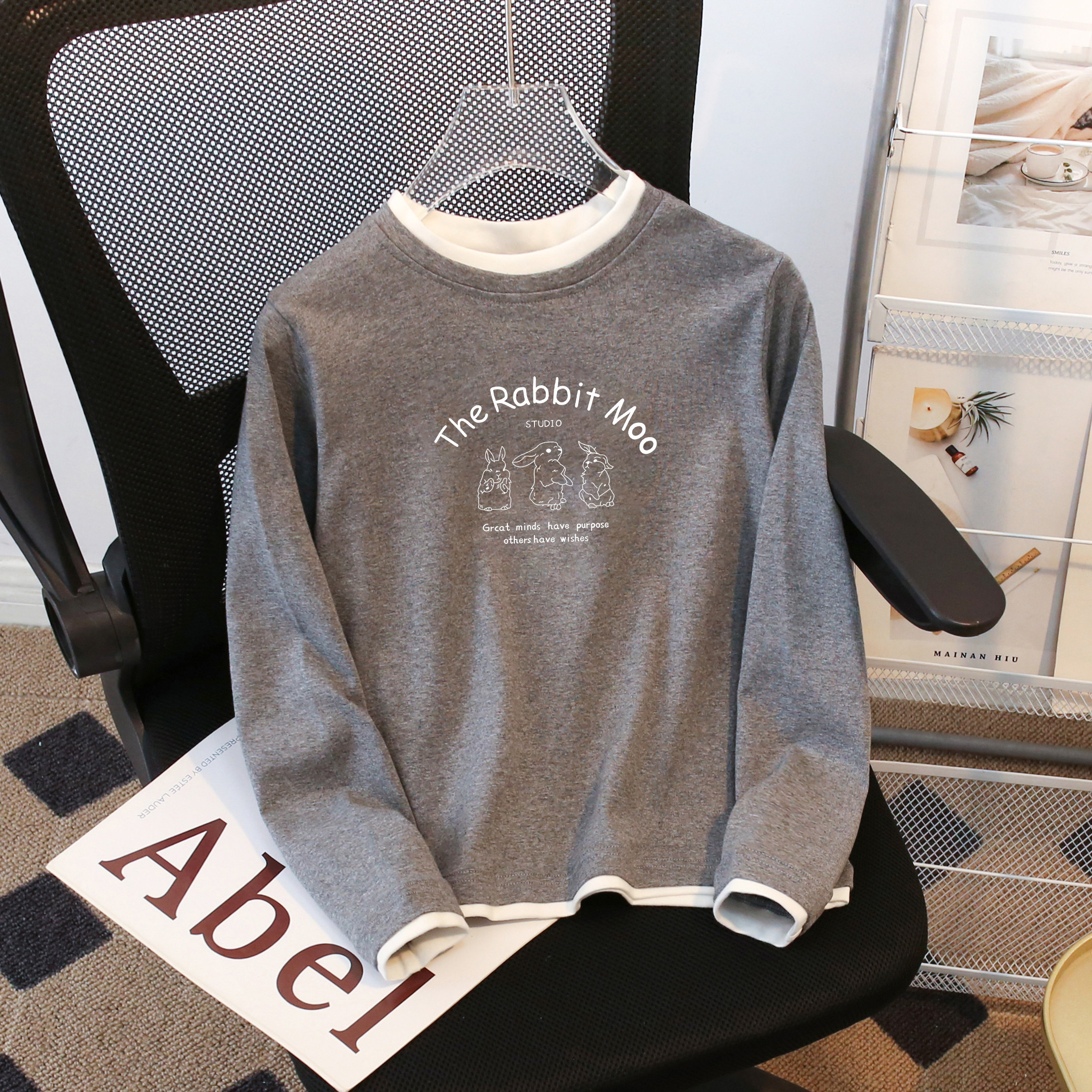 纯棉女童2026春秋新款长袖T恤中大儿童撞色修身上衣假两件打底衫