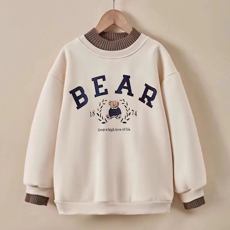 女童纯棉卫衣假两件宽松一体绒中大童长袖秋冬季新款加绒加厚上衣