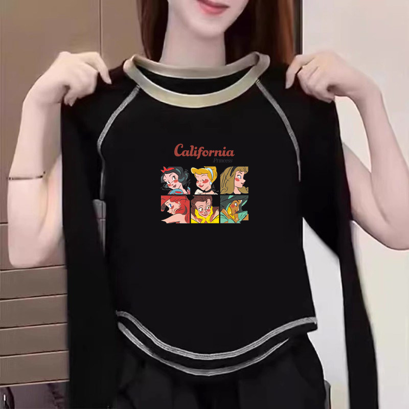 女童上衣春秋撞色奥绒打底衫2026新款儿童纯棉春秋季洋气长袖t恤