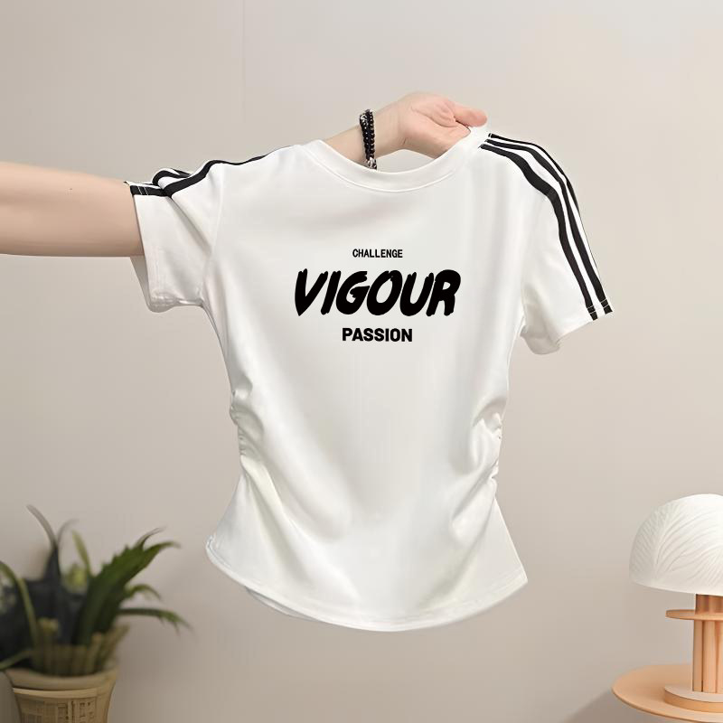 女童夏装短袖T恤2026新款儿童韩版收腰卡通上衣小女孩短款上衣ins