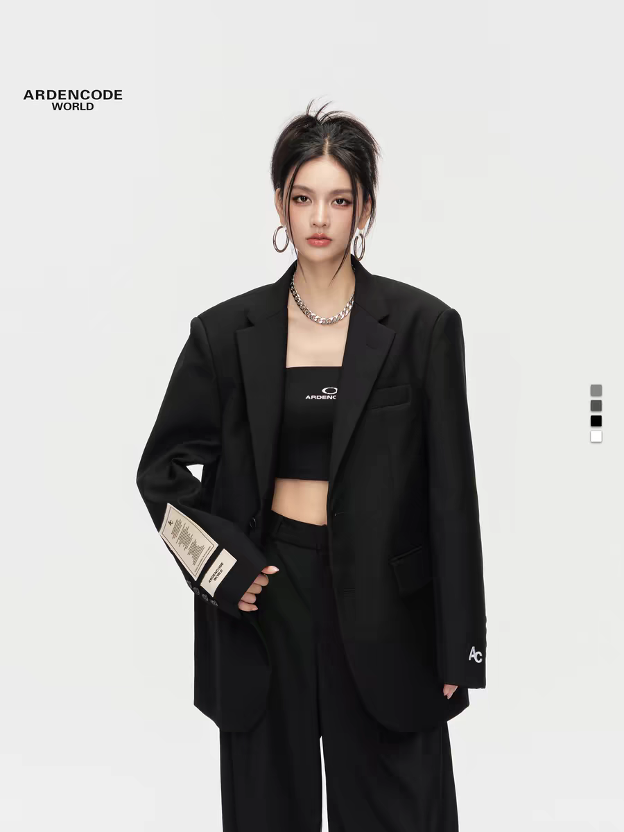 ARDENCODE明星同款大宽松休闲廓形白色西装外套OS宽肩西服 X1版