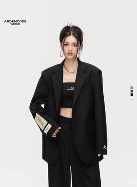 ARDENCODE明星同款大宽松休闲廓形白色西装外套OS宽肩西服 X1版