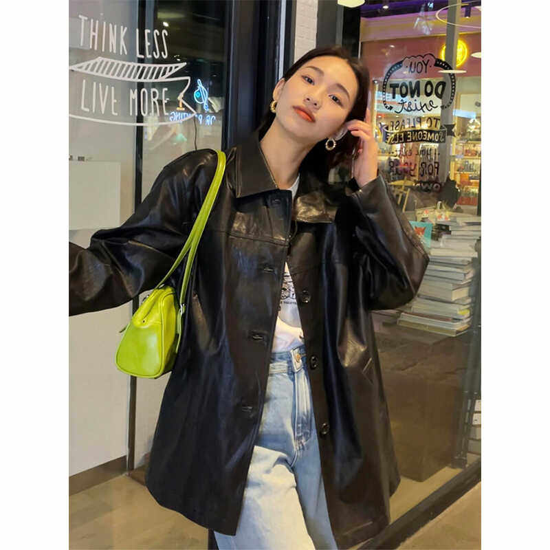 西装皮衣女款2026新款春秋高级感黑色小个子美式机车复古夹克外套图片