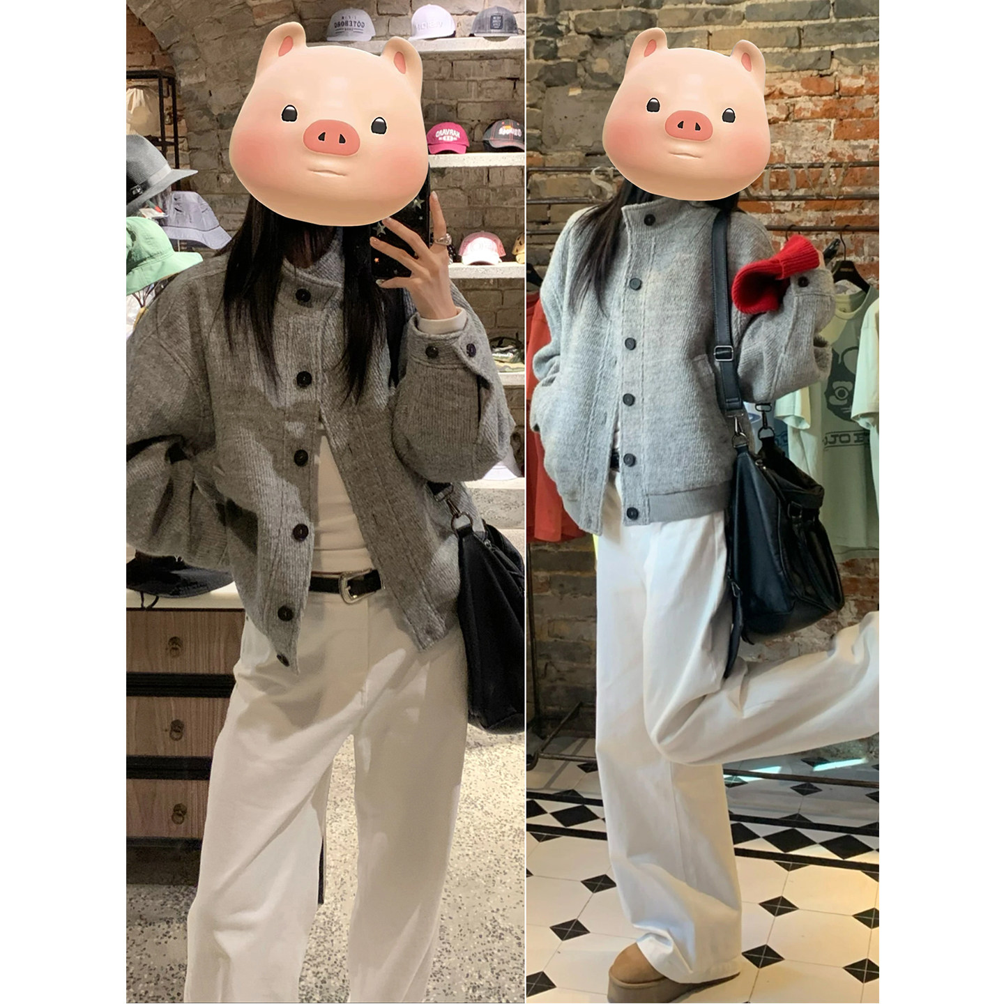 灰色短款休闲外套女2026新款早秋季小个子韩系夹克宽松棒球服上衣图片