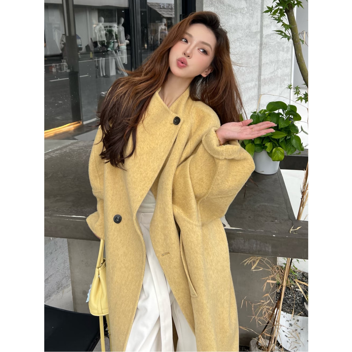 双面羊毛大衣女款2026新款秋冬季高级感气质中长款过膝羊毛呢外套图片