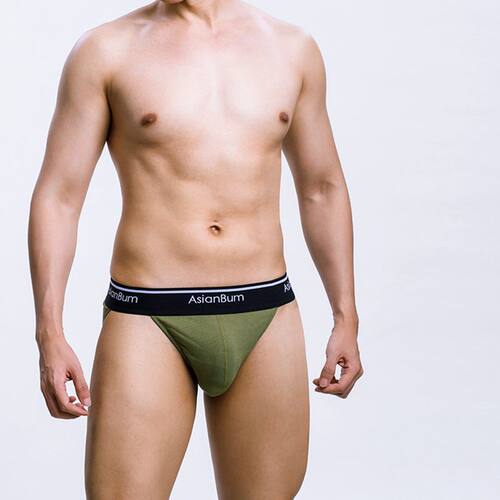 Asianbum低腰螺纹棉男高叉三角裤