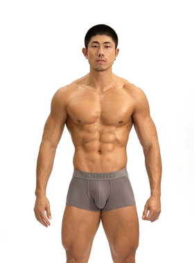 ESBRO新款粘纤低腰单层夏季薄款平角运动透气螺纹男士四角内裤