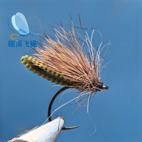 北京鳟鱼溪流管理场 飞钓大号泡沫石蚕蛾 干式毛钩 鳟鱼  鲑鱼