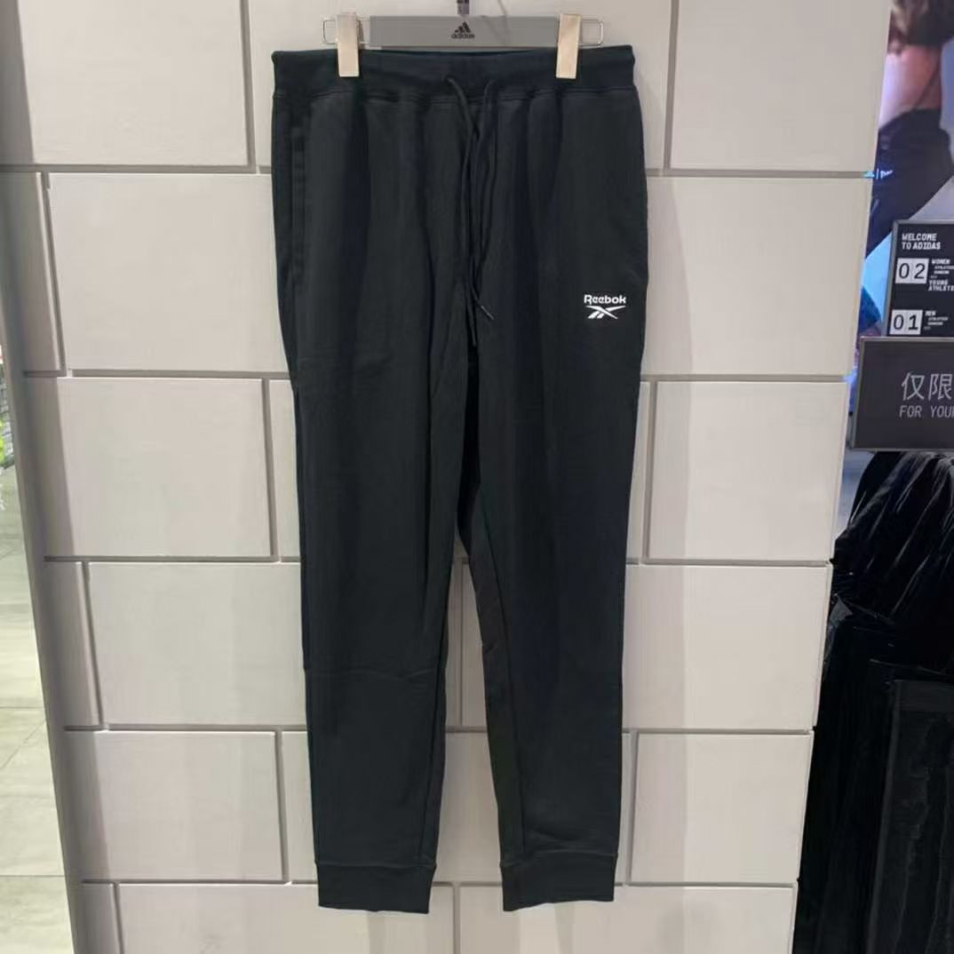 锐步Reebok男子针织棉涤透气舒适经典logo运动休闲缩口长裤GR8491