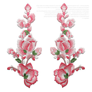 牡丹花对称款衣服胸前装饰刺绣贴片衣服缝补子遮挡瑕疵两色不带胶