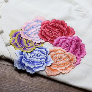 机绣重工蕾丝花牡丹布贴衣服补丁贴花服装diy装饰修补贴辅料手缝