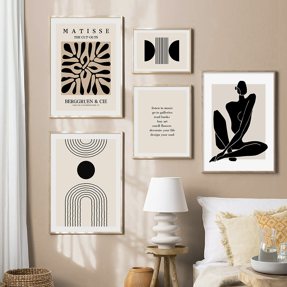 Abstract Body Line Art Leaves Posters Canvas Paintings Wall