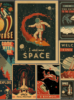 Space Travel Poster Explore Planet Vintage Home Room Decor