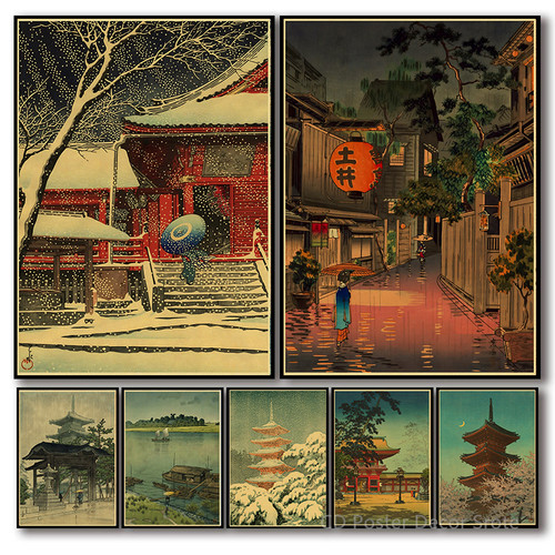 Japanese Vintage Landscapes Posters Traditional Scenery