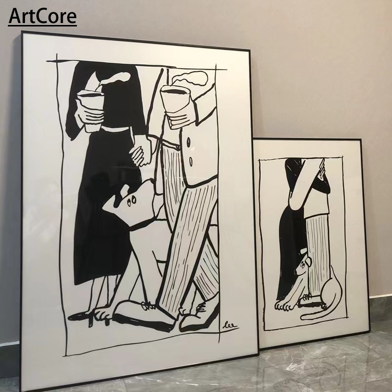 Modern Korean Black White My Lover And Dog Good Life Posters