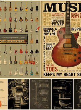 Guitar Collection Poster Prints DIY Vintage Home Room Decor