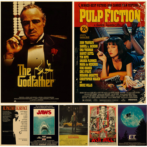 Vintage Classic Movie Posters Pulp Fiction/Godfather Poster
