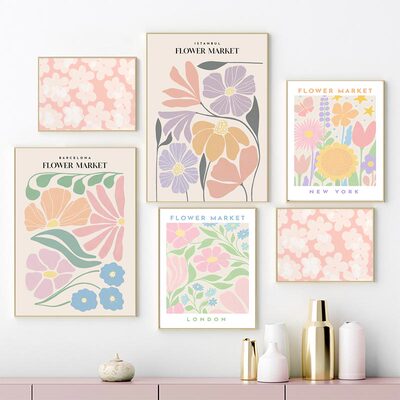 Abstract Flower Market Aesthetic Art Canvas Painting Posters