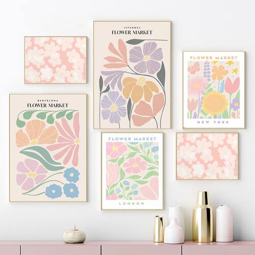 Abstract Flower Market Aesthetic Art Canvas Painting Posters