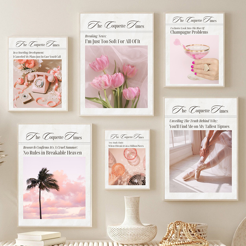 Vintage Coquette Preppy Pink Posters and Prints Canvas Paint