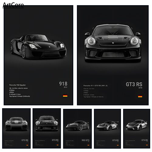 918GT3系列艺术海报黑色跑车
