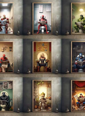 Marvel Funny Superhero Toilet Reading Newspaper Poster