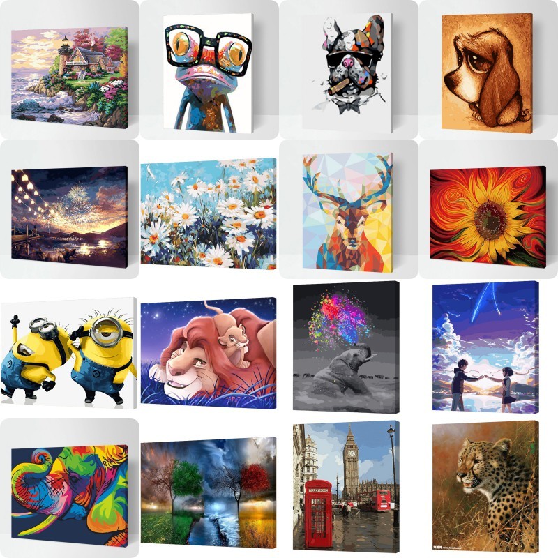 Canvas Painting By Numbers Paint Toys Room Decor Art Poster