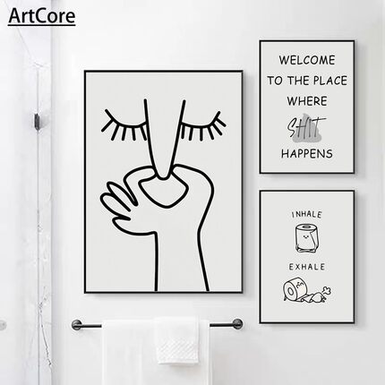 Abstract Humour Bad Smell Funny Bathroom Poster Black White