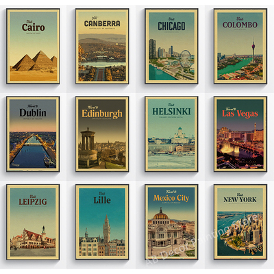 World Travel City Poster Chicago/Las Vegas/Cairo Wall Paint