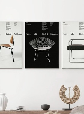 Minimalist Bauhaus Iconic Mid-Century Chairs FurniturePoster