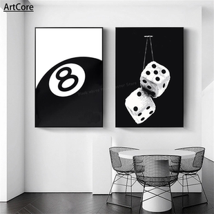 Black White No Ball Art Poster Billiards Club Theme Wall Art