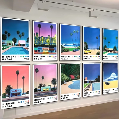 Nagai Hiroshi Vaporwave Japan Beach City Summer Art Poster