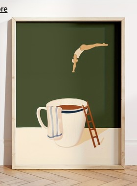 Retro Coffee Diving Poster Canvas Paint Good Morning Coffee