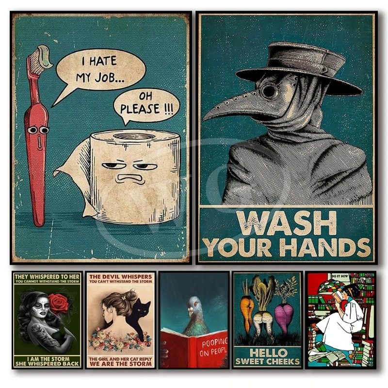 Vintage I Hate My Jobs Funny Toothbrush Toilet Paper Poster