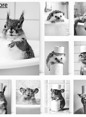 Animal and Toilet Paper Poster cat hedgehog sloth Wall Art