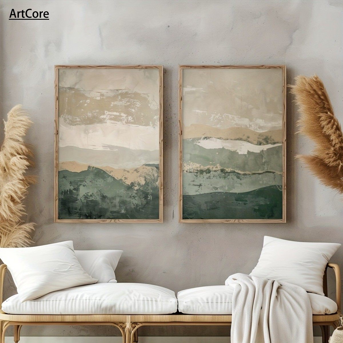 Japanese Retro Wabi Sabi Mountains Abstract Canvas Poster