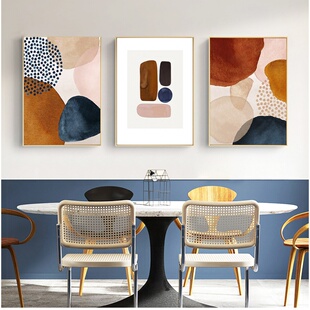 Nordic Abstract Line Wall Art Morandi Orange Oil On Posters