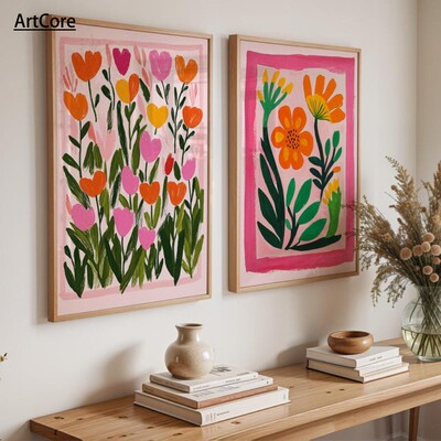 Wildflower Floral Bouquet Botanical Abstract Canvas Poster