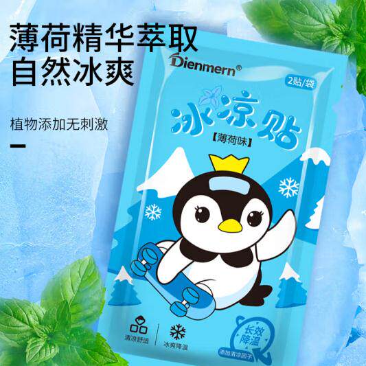 Dienmern鼎盟薄荷冰凉贴2贴1袋降温贴儿童夏季冰贴消凉贴手机降温